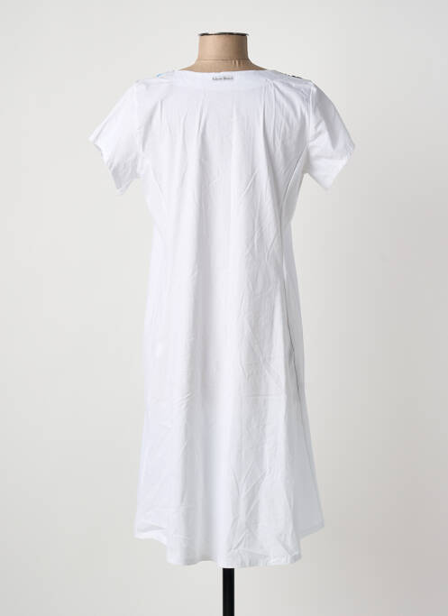 Robe mi-longue imprimé fantaisie manches courtes blanc POISSONS BLANCS femme