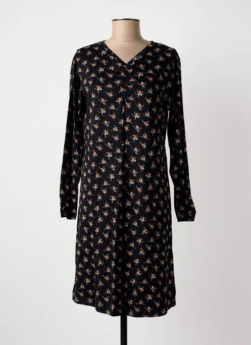Robe mi-longue imprimé fantaisie manches longues noir AGATHE & LOUISE femme