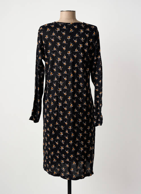 Robe mi-longue imprimé fantaisie manches longues noir AGATHE & LOUISE femme