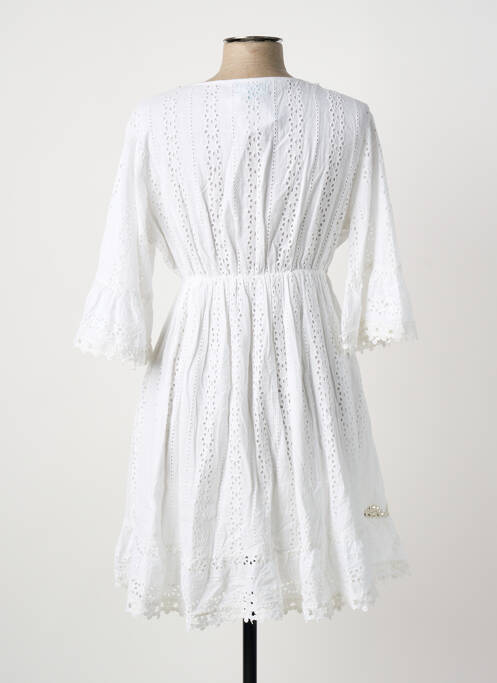 Robe courte manches 3/4 manches 3/4 blanc ICONIQUE femme