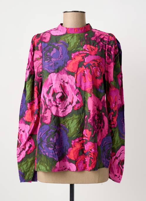 Blouse tissage popeline manches longues rose B.YOUNG femme