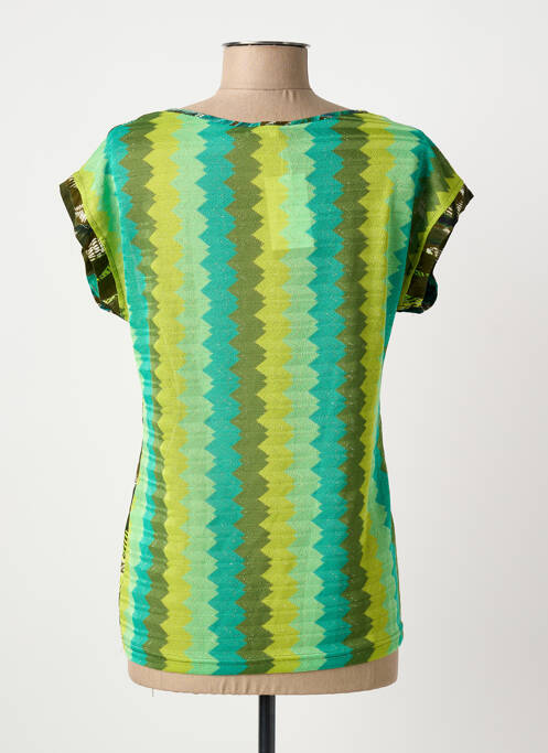 T-shirt coupe cintrée manches courtes vert GEISHA femme
