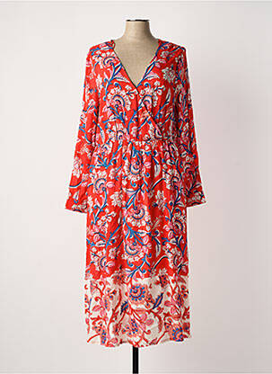 Robe longue manches longues manches longues rouge C'EST BEAU LA VIE femme