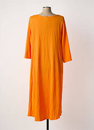 Robe mi-longue manches 3/4 manches 3/4 orange POISSONS BLANCS femme