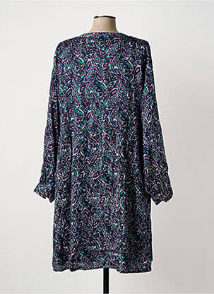 Robe mi-longue imprimé fantaisie manches longues bleu LA FIANCEE DU MEKONG femme
