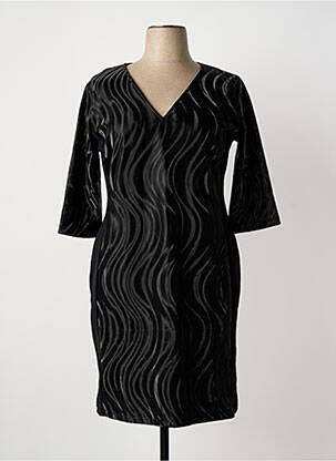 Robe mi-longue manches 3/4 manches 3/4 noir POISSONS BLANCS femme