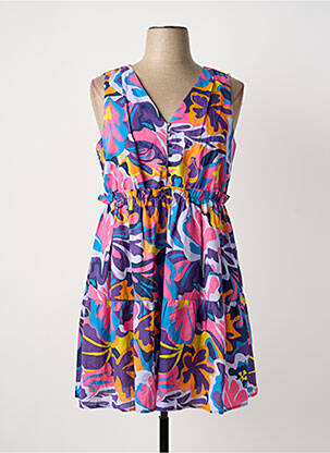 Robe mi-longue imprimé fantaisie sans manche violet C'EST BEAU LA VIE femme
