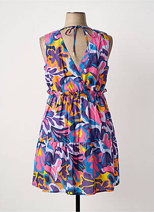 Robe mi-longue imprimé fantaisie sans manche violet C'EST BEAU LA VIE femme