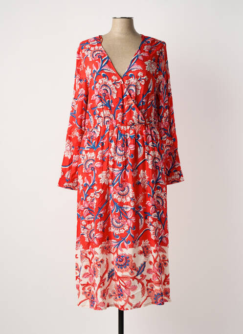 Robe longue manches longues manches longues rouge C'EST BEAU LA VIE femme