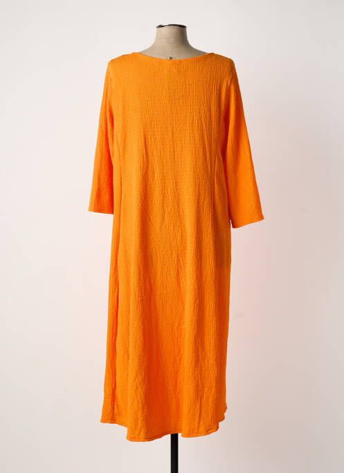 Robe mi-longue manches 3/4 manches 3/4 orange POISSONS BLANCS femme