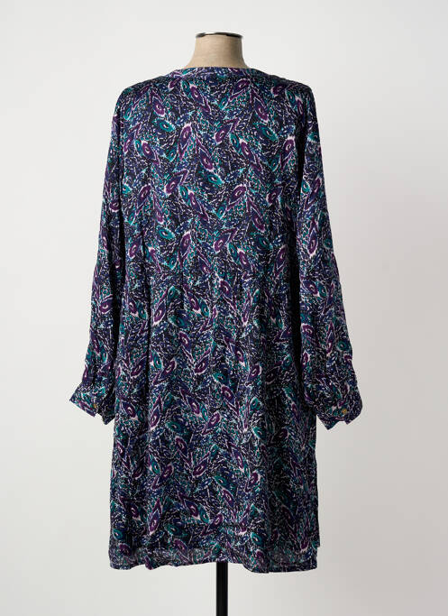 Robe mi-longue imprimé fantaisie manches longues bleu LA FIANCEE DU MEKONG femme