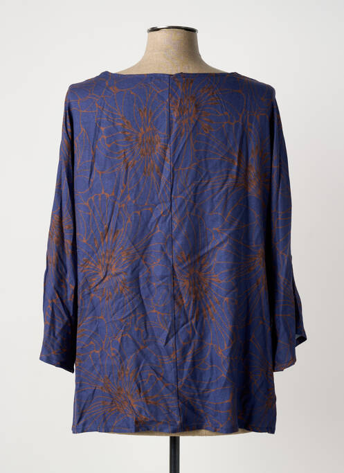Blouse imprimé fantaisie manches 3/4 bleu POISSONS BLANCS femme