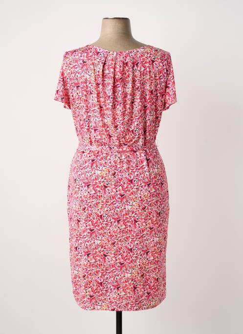 Robe mi-longue imprimé fantaisie manches courtes rose JULIE GUERLANDE femme