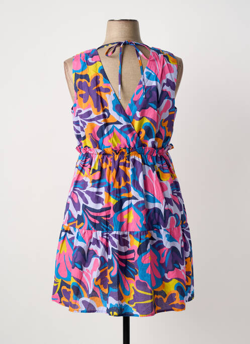 Robe mi-longue imprimé fantaisie sans manche violet C'EST BEAU LA VIE femme