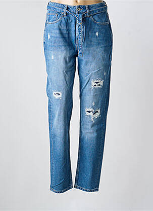 Jeans coupe droite effet usé délavé taille normale bleu KUYICHI femme