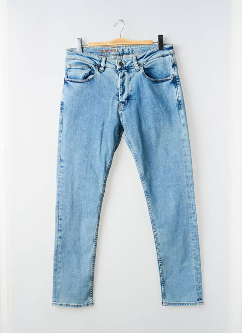 Jeans coupe droite fermeture boutonnée sur le devant taille normale bleu KUYICHI homme