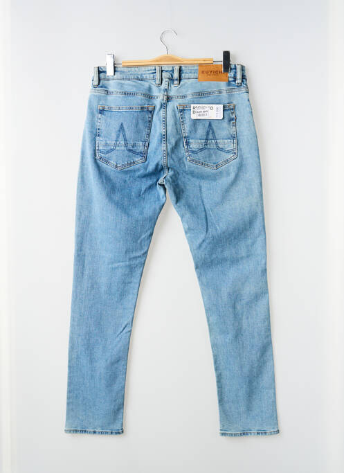Jeans coupe droite fermeture boutonnée sur le devant taille normale bleu KUYICHI homme