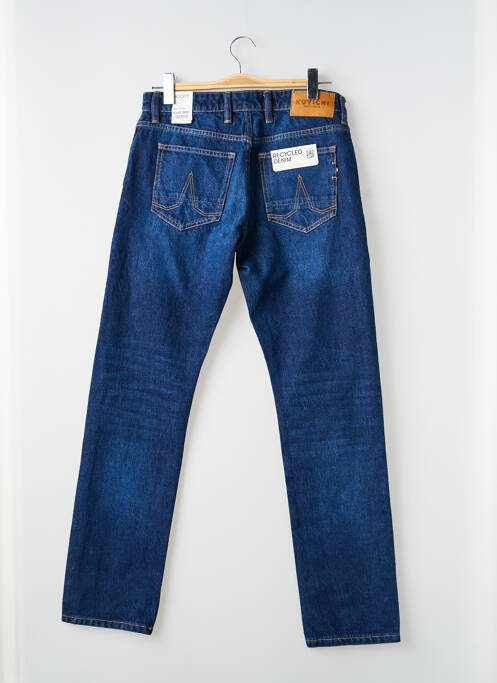 Jeans coupe droite fermeture zippée sous rabat boutonné taille normale bleu KUYICHI homme