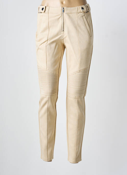Pantalon slim taille élastique taille haute beige RICK CARDONA femme