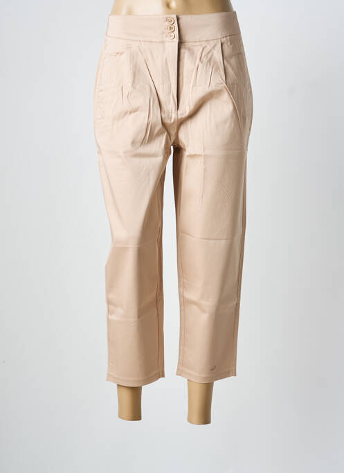Pantalon 7/8 taille haute taille haute beige ASHLEY BROOKE femme