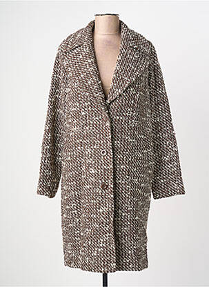 Manteau long coupe droite sans capuche marron LINEA TESINI femme