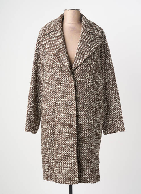 Manteau long coupe droite sans capuche marron LINEA TESINI femme