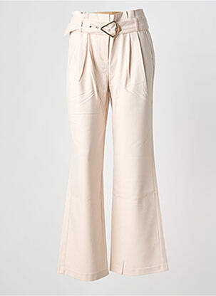 Pantalon flare taille à pinces taille haute beige HEINE femme