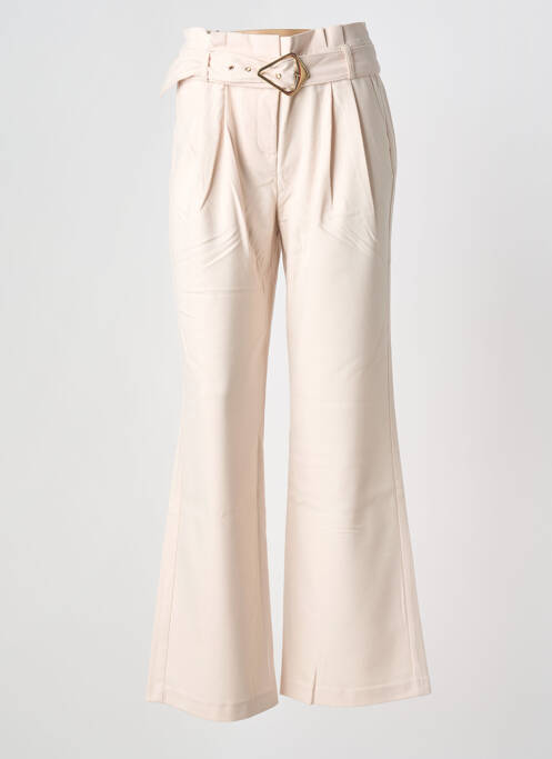 Pantalon flare taille à pinces taille haute beige HEINE femme