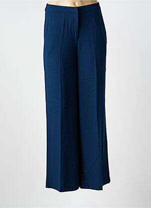 Pantalon large tissage crêpe taille haute bleu DAMART femme