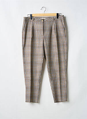 Pantalon chino fermeture zippée sous rabat boutonné taille haute marron HEINE femme