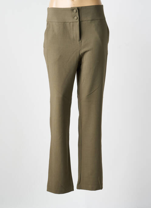 Pantalon chino fermeture zippée sous rabat boutonné taille normale vert DAMART femme