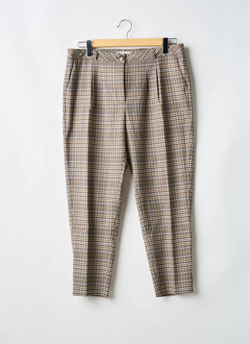 Pantalon chino fermeture zippée sous rabat boutonné taille haute marron HEINE femme
