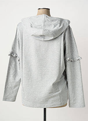 Sweat-shirt à capuche stretch manches longues gris LINEA TESINI femme
