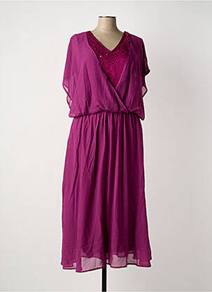 Robe mi-longue coupe fluide manches courtes violet SHEEGO femme