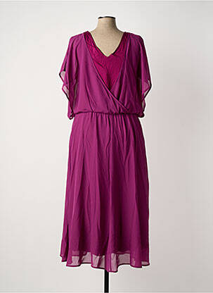 Robe mi-longue coupe fluide manches courtes violet SHEEGO femme