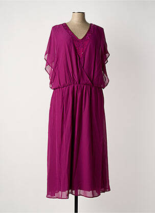 Robe mi-longue coupe fluide manches courtes violet SHEEGO femme