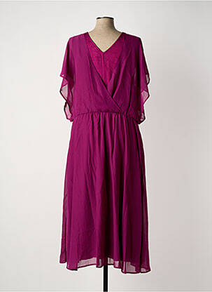 Robe mi-longue coupe fluide manches courtes violet SHEEGO femme