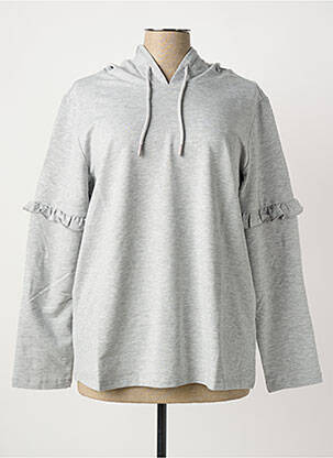 Sweat-shirt à capuche stretch manches longues gris LINEA TESINI femme