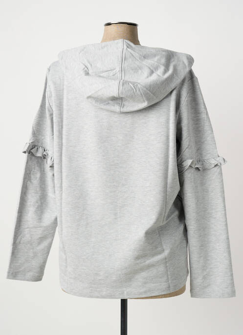 Sweat-shirt à capuche stretch manches longues gris LINEA TESINI femme