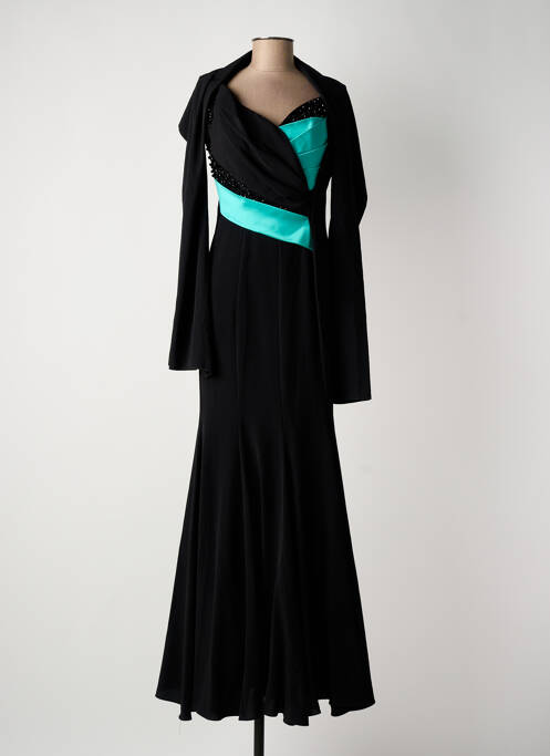 Robe longue tissage crêpe sans manche noir MUSANI MILANO femme