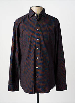 Chemise manches longues imprimé fantaisie marron SEIDEN STICKER homme