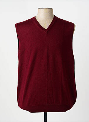 Pull col v sans manche rouge TERRITOIRE D'HOMME homme