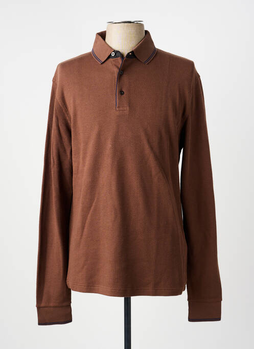 Polo manches longues manches longues marron TERRITOIRE D'HOMME homme