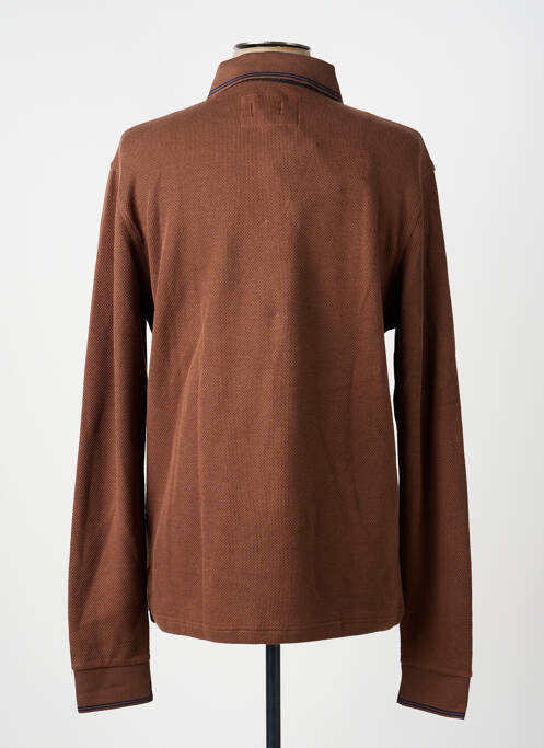 Polo manches longues manches longues marron TERRITOIRE D'HOMME homme