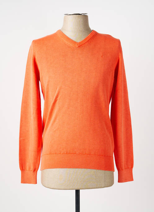 Pull col v manches longues orange TERRITOIRE D'HOMME homme