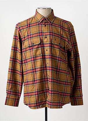 Chemise manches longues imprimé écossais orange TERRITOIRE D'HOMME homme