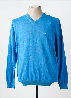 Pull col v manches longues bleu MISE AU GREEN homme