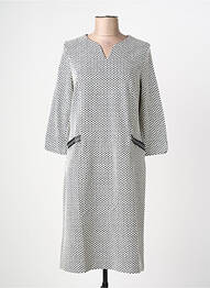 Robe mi-longue imprimé fantaisie manches longues noir FRANK WALDER femme