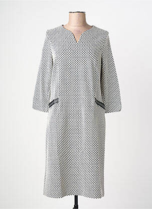 Robe mi-longue imprimé fantaisie manches longues noir FRANK WALDER femme