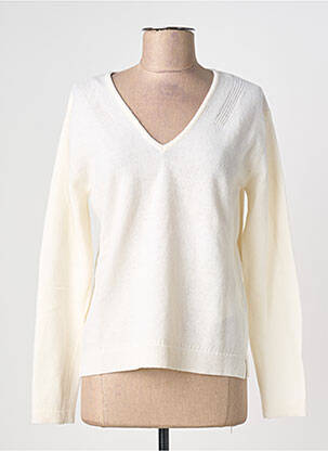 Pull col v manches longues blanc ARMOR LUX femme